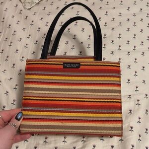 Kate Spade Vibrant Striped handbag with Black Handles